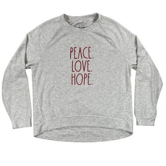 Rae Dunn Peace Love Hope Long Sleeve T Shirt Women's M Light Gray Heather - Picture 1 of 9